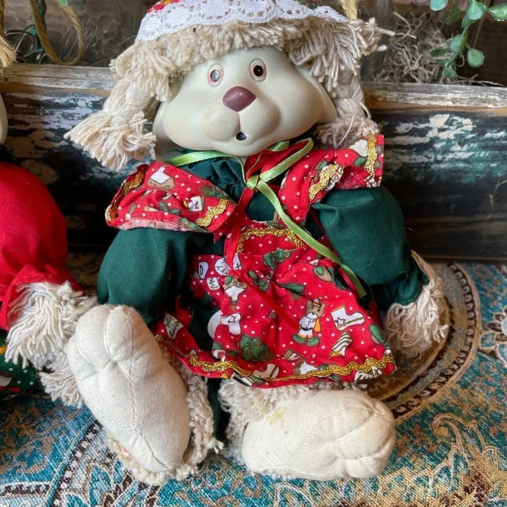 House of Lloyd Hip & Hop Christmas Bunny Shelf Sitter Doll Pair 1995
